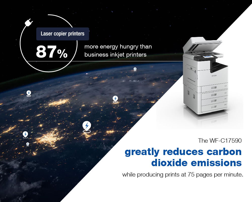 Epson WorkForce printers use 87% less energy than laser